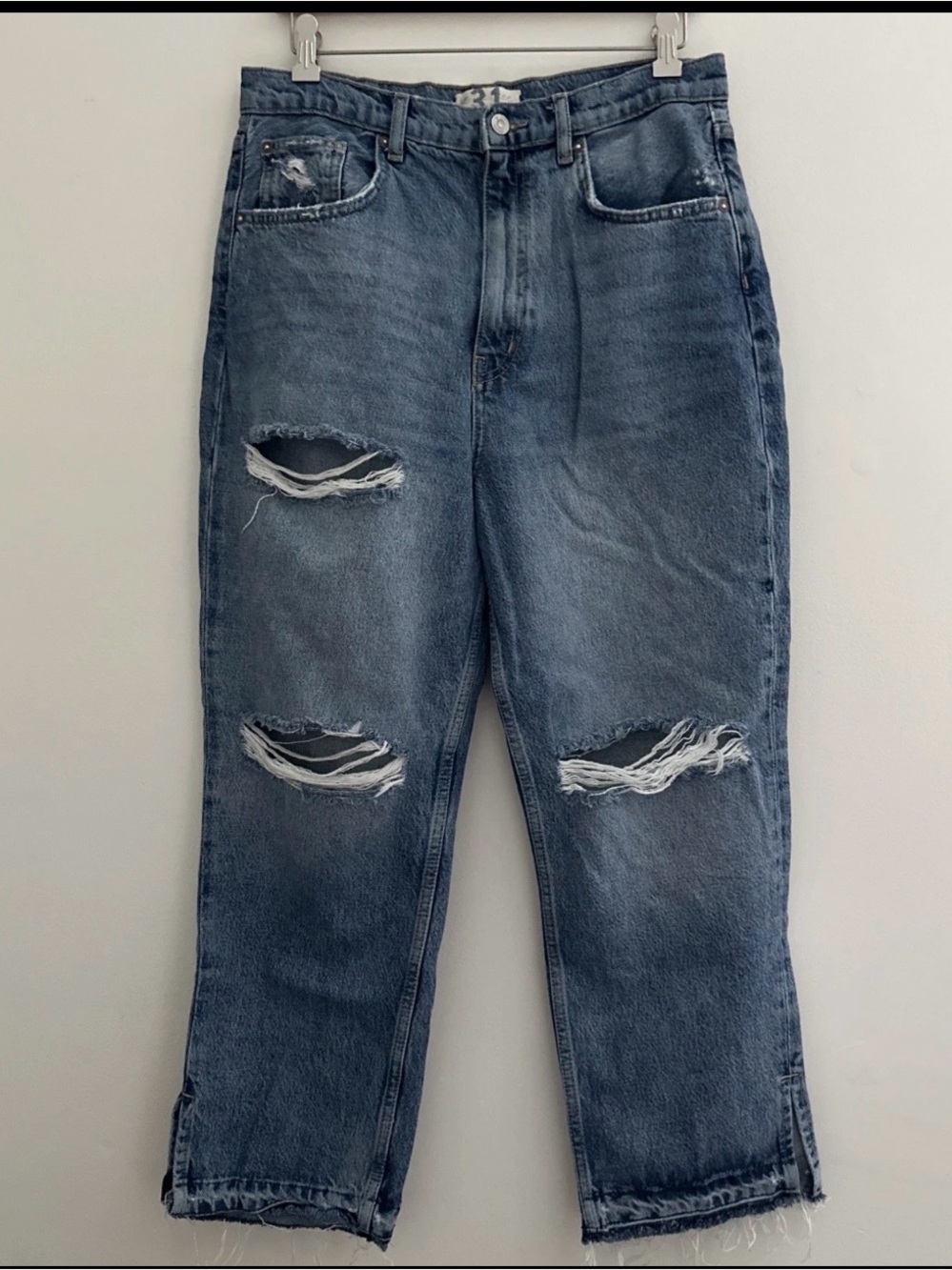 Free People Jeans We The Free High Rise Cropped Size 31 Distressed 32X25 Cotton